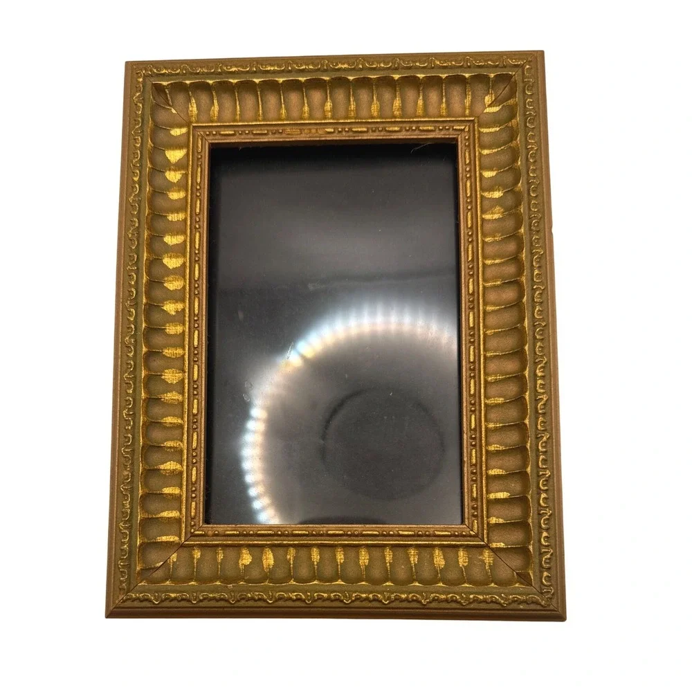 Vintage Ornate Gold Picture Frame Rectangular Textured Tabletop Wall Decor